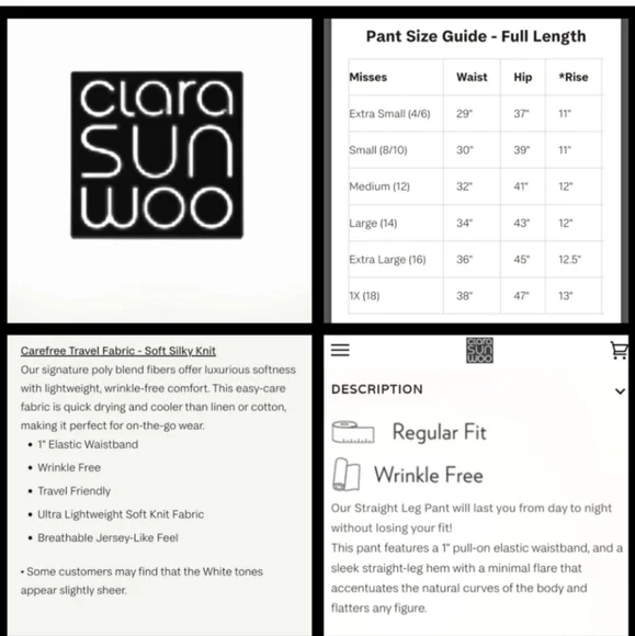 NWOT CLARA SUNWOO Straight Leg pants Size 1X Color Charcoal - Picture 4 of 14